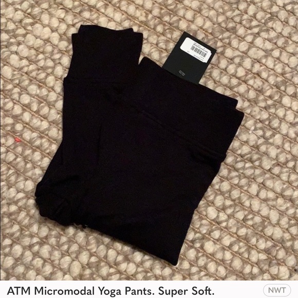 ATM Micromodal Super Soft Yoga Pants in Black. - Picture 6 of 8